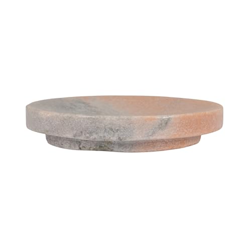 Creative Co-Op Marble Round Soapdish, Pink - color: Pink