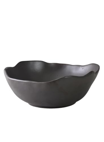 Serene Spaces Living Organic Wavy Rim Ceramic Bowl, Handcrafted Centerpiece for Table, Shelf or Kitchen, Home Décor Bowl, Minimalist Gift for Housewarming or Wedding, 13" Diameter & 4.5" Tall - color: Black - XXL - Pack of 1