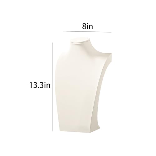 Necklace Bust Stand for Selling, Beige VelvetNecklace Display Holder, Jewelry Necklace Organizer Rack for Home Use or Shop Show (13" Height) - color: Beige Velvet, size: 13" Height (1pc)