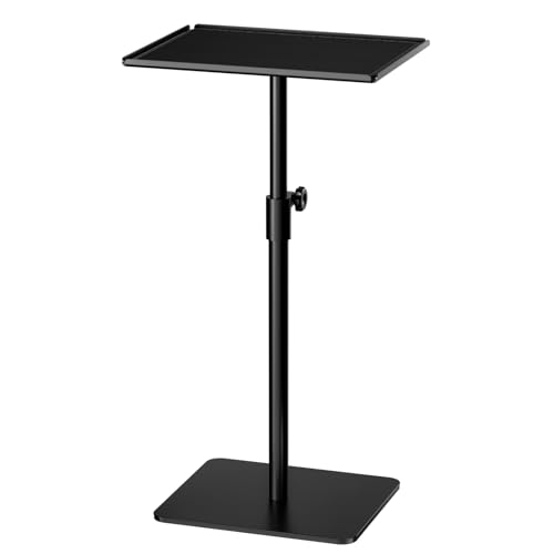 RCHYFEED Metal End Table, Height Adjustable Side Tables Living Room, Small Side Table for Small Spaces with Matte Black Tray, Square Drink Coffee Tables Sofa Table for Bedroom, Sofa Tray Table Indoor