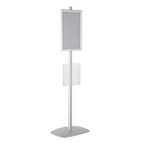 M&T Displays Free Standing Aluminum Display Stand Single Sided Document Brochure Sign Holder Front Loading Portrait Landscape Silver Snap Frame 1x(11x17) and Clear Acrylic Pocket 1x(8.5x11) Inch - color: Silver