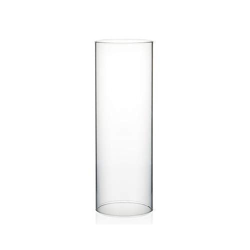 WGVI Hurricane Candle Holder Sleeve, Wide 4", Height 12", Clear Glass Cylinder Candleholder, Chimney Tube, Open Ended Candle Shade, 1 Piece - size: 4"x12"H