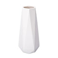 D'vine Dev 11 Inch Snow White Ceramic Vase, Geometric Handmade Craft Flower Vase with Design Box Packaged, VS-GM-SW-11 - color: Snow White, size: 11 Inch