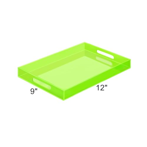 SetGame Acrylic Serving Tray with Handles, Bathroom Desktop Decorative Storage Arylic Trays, Simple Vanity Tray Food Tea Fruit Dinner Snack Tray for Bar Kitchen Party - color: Green