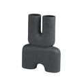 Deco 79 Ceramic Abstract Dual Opening U-Shaped Vase with Glossy Speckled Texture, 11" x 4" x 15", Black - color: Black