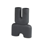 Deco 79 Ceramic Abstract Dual Opening U-Shaped Vase with Glossy Speckled Texture, 11" x 4" x 15", Black - color: Black