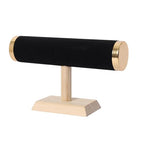 Wooden Watches Display tower Base Watch Necklace Bracelet Organizer Rack Bangle Scrunchie Headband Showcase tower (Velvet Round Black, 1-tiered) - color: Round Velvet Black
