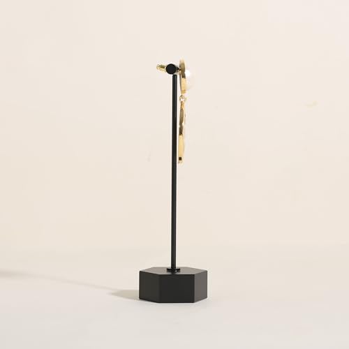 Black earring display stand for selling, Metal earring T bar holder for show, Jewelry earring storage organizer, jewelry photography props (Hexagon base-Black-High) - color: Black, size: High