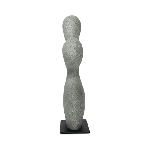Elio Sculpture, Rectangular, Ecomix, Slim Metal Base, Freeform Modernist Figure, Charcoal Grey
