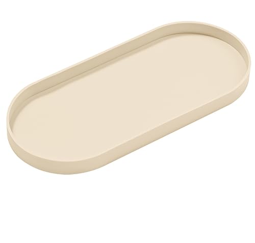 Silicone Trinket Tray Oval, 8.6 Inch x 3.8 Inch Beige Serving Trays Towel Storage Dish Plate Tea Fruit Trays Jewelry Plate Decorative Storage Tray (Biege)