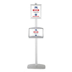 M&T Displays Free Standing Aluminum Display Stand Single Sided Document Brochure Sign Holder Front Loading Portrait Landscape Silver Snap Frame 1x(8.5x11) - Metal Tray Shelf 2X(5.5x8.5) Inch Capacity