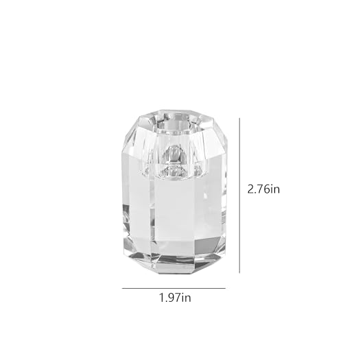 Kitcom Crystal Taper Candle Holders Multiple Faceted Designed Wedding Banquet Decorations for Home W1.97xH2.76 Inches Pack of 2, Comes with Gift Box