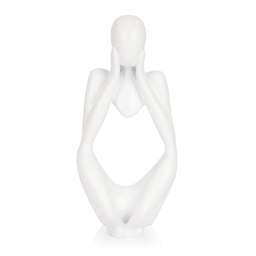 Sandstone Resin Thinker Style Abstract Sculpture Statue Collectible Figurines Home Office Bookshelf Desktop Decor (Small White, Focus) - color: Small White, size: Focus 1pc