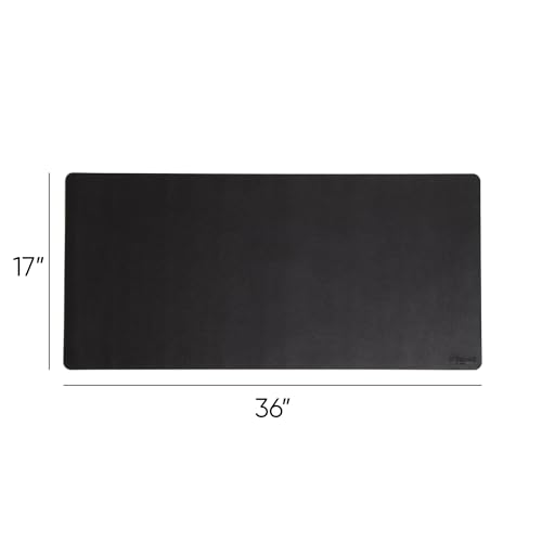 Smead Desk Pad, Vegan Leather Desk Mat with Non-Slip Faux Suede Backing, Perfect Desk Organizer for Office Decor, 36” x 17” Large, Charcoal (64828) - color: Dark Gray, size: 17" x 36"
