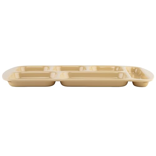 G.E.T. 6 Compartment School Cafeteria Tray, Right Handed, 10" x 15", Tan (4 Pack) - color: Tan, size: 10" x 15", style: 4 Pack Right Handed Trays