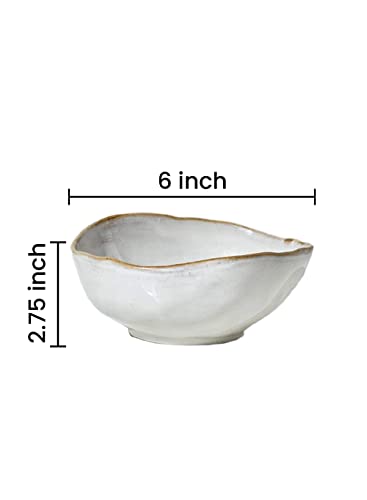 Serene Spaces Living Small Free-Form Edge Glazed Ceramic Bowl, Centerpiece for Vintage Weddings, Events, Measures 6" Long, 5.5" Wide, 2.75" Tall - color: 6" Bowl, 1 Pc