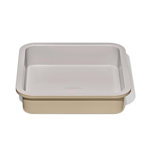 OXO Good Grips Non-Stick Pro Ceramic Coated Metal Bakeware 9” Square Cake Pan – Biscuit - color: Biscuit, size: 9" Square Cake Pan