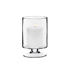 CYS EXCEL Glass Hurricane Pillar Candle Holder (H:8" W:4.75") | Multiple Size Choices Short Stem Candle Centerpieces | Stemmed Glass Cylinder Candle Vase - size: H-8" W-4.75"