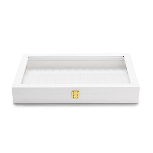 Oirlv White Leather Acrylic Lid Jewelry Necklace Organizer Box Necklace Bracelet Display Holder Case Drawer Insert Women Gift - color: White, size: 13 Slot