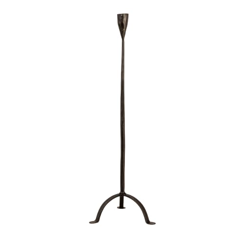 Creative Co-Op 20" H Hand-Forged Cast Metal Footed Taper Holder, Black