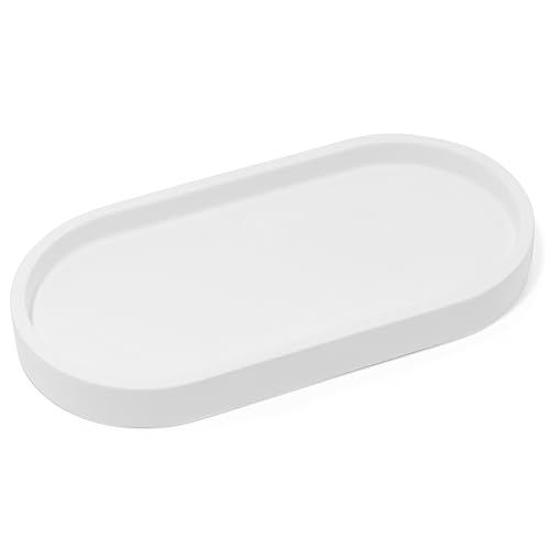 Yew Design - Matte White Round Soap Dispenser Tray, 8” Soap and Lotion Bottle Tray Organizer Plate for Bathrooms, Kitchens, Countertops - Holds 2 Soap Dispensers - color: Matte White, size: Soap Tray Round