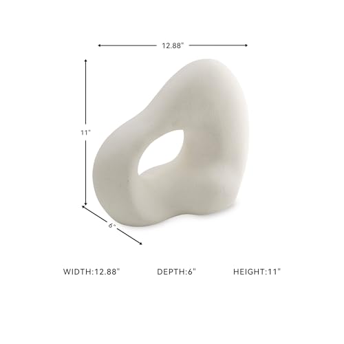 Signature Design by Ashley Arthrow Modern 11 in. Ceramic Abstract Sculpture, White - size: 13" W x 6" D x 11.25" H