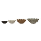 Creative Co-Op Stoneware Flower Bowls, 6" L x 6" W x 3" H, Multicolor - color: Earth Tones