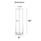 CYS Excel 2 PCS Clear Glass Cylinder Vase (D:4" H:16") | Multiple Size Choices Glass Flower Vase Centerpieces | Hurricane Floating Candle Holder Vase - size: 4" wide x 16" tall
