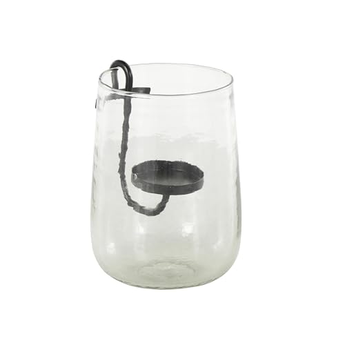 Deco 79 Glass Decorative Candle Holder Candle Stand with Black Metal Accents, Candlestick Holder 6" x 6" x 9", Clear - size: 6" x 6" x 9"