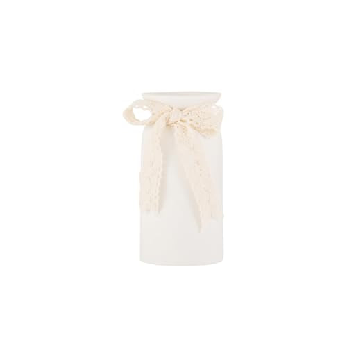H&Zebrabro Modern Matte Ceramic Vase with Natural Clay Texture, Minimalist White Flower Vase for Home Decor, Table Centerpieces, Living Room and Bedroom Decoration (Small)