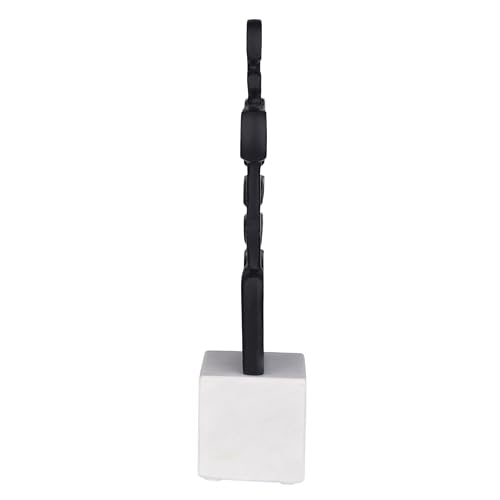 Cruiser’s Caché Abstract Geometric Sculpture, Artisan-Made Cast Aluminum with Black Anthracite Finish, Natural Marble Base, 13" - color: Geometric 13"