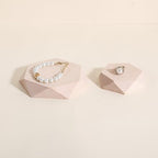 GemeShou 2pcs Wooden Jewelry display tray, Hexagon jewelry display riser, Jewelry retail shop photography props【Beech Hexagon tray-2pcs】