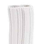 Howard Elliott Collection White Hirst Ceramic Vase for Flowers with Ripple Texture, Abstract Design Decorative Flower Vase for Weddings and Floral Arrangements, Medium, 4 x 4 x 11 Inch - size: 11"L x 4"W