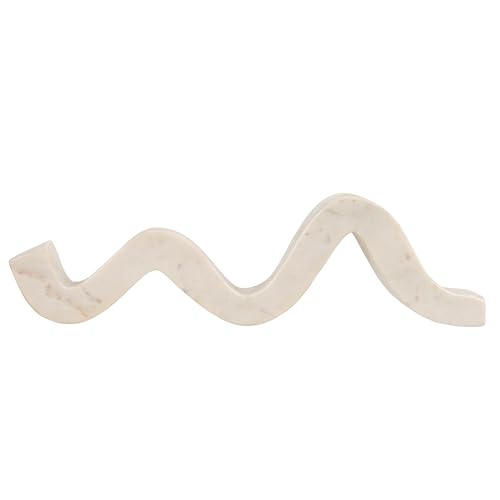Bloomingville Marble Wave Double Taper Candle Holder, White - color: White