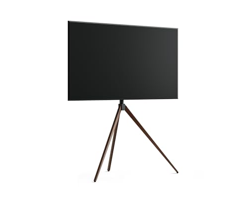 FITUEYES Design Corner TV Stand for 43-65 Inch TVs, Height Adjustable Metal Tripod Easel TV Stand Modern TV Floor Mount with Concealed Storage for Bedroom Living Room, Picasso Series