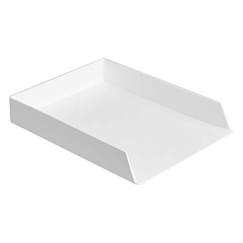 Amazon Basics Rectangular Plastic Desk Organizer, Letter Size Tray for Documents, 13 x 9.7 x 2.2 inches, White, 2-Pack - color: White, size: 2 Pack