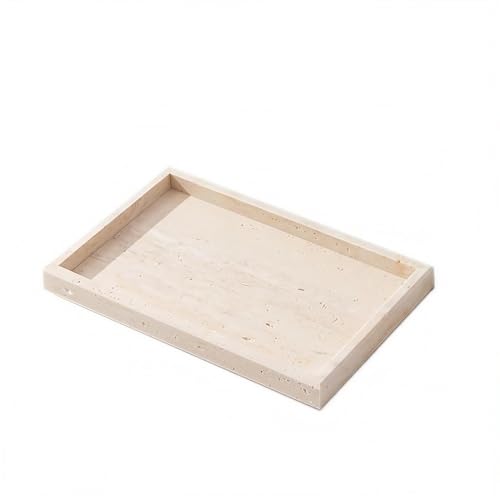 Handmade Natural Stone Decorative Tray, Polished Finish, Natural Marble Construction, Contemporary Style, Jewelry Tray, Luxury Lifestyle 11.8 x 7.87 x 1.18 Inches (Iran Holed Stone)