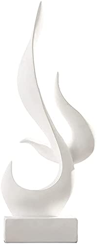 Resin Art Statue Minimalist Figurines Abstract Sculpture Desk Table Sculpture Ornaments for Home Bedroom Living Room Garden Office - White