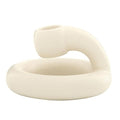 47th & Main Taper Candle Holders for Candlesticks, Ceramic Minimalist Cobra Decorative Candleholder for Dining Table Centerpiece, 4.25" Diameter x 3" Tall, White