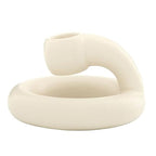 47th & Main Taper Candle Holders for Candlesticks, Ceramic Minimalist Cobra Decorative Candleholder for Dining Table Centerpiece, 4.25" Diameter x 3" Tall, White
