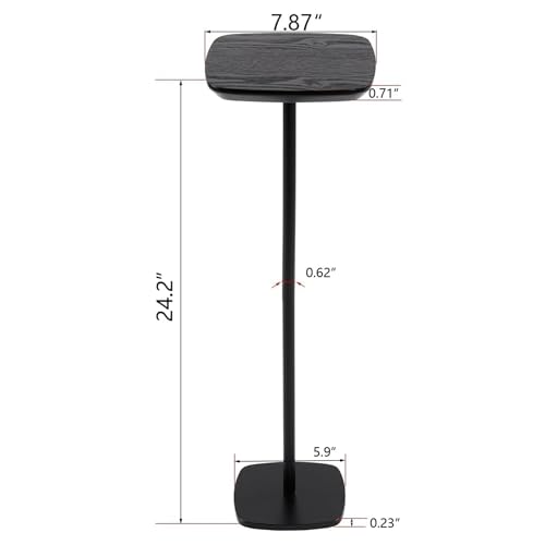 Small Pedestal Side Table for Small Spaces - Modern Black Drink Table for Sofa, Couch, or Bedroom - Compact Drink & Cocktail Stand (Classic Black) - color: Classic Black