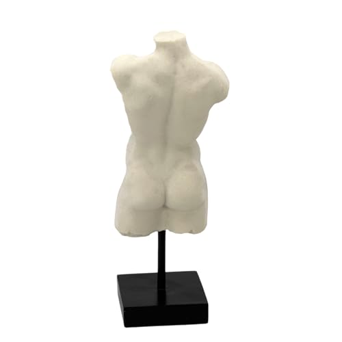 Galt International 13.5" Poly Marble Body Statue w/Black Pedestal Stand for Home Decor - Greek God Sculpture Mythology Stone-Like Marble-Feel Accent (Man) - size: 13.5" Male