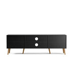 TV Stand for TVs up to 60 Inch, Modern Entertainment Center with Storage, Media Console Table with 2 Cabinets & Shelves, Wooden TV Stand for Living Room Bedroom, Black - color: Black