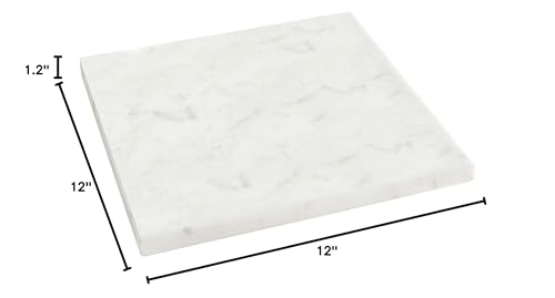 Santa Barbara Design Studio Marble Footed Serving Board Long-Lasting Durable Stone Tray, 12" Square, White