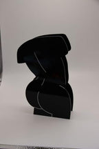 Black Acrylic Vase, Modern Abstract Sculptural Design, Home Decor Tabletop Accent, 11.8 Inch Height