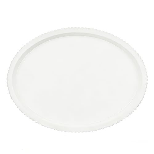 Carah & Cossh Oval Wooden Tray, Modern Decorative Tray 16''x12'', Oval Farmhouse Rustic Serving Tray, Table Centre Tray, Perfect for Storage and Display (White B) - color: White B