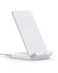 Anker 313 Wireless Charger (Stand), Qi-Certified for iPhone 17/17 Pro/17 Pro Max/16/15/14/13, 10W Fast-Charging Galaxy S23 S22 S21(No AC Adapter) - color: White, size: 1pack