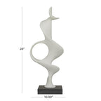 Deco 79 Polystone Abstract Decorative Sculpture Home Decor Statue with Black Base, Accent Figurine 10" x 9" x 28", White