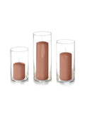 yummi Set of 12 Slim Pillars and Cylinder Vases - Cappuccino - color: Cappuccino