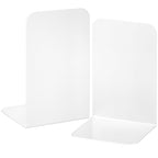 VFINE Bookends 1 Pair, White Metal Book Ends, Bookends for Shelves, Book Stopper for Heavy Books, Book Dividers for Home Office - color: White 1 Pair Bookends